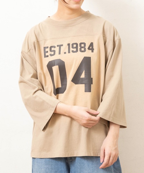 RNA-N(アールエヌエーエヌ)の「M2731 フットボールT(Tシャツ/カットソー・レディース・ベージュ/ブラック/キナリ・FREE)」の11枚目の写真