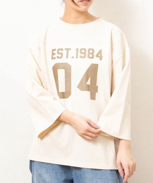 RNA-N(アールエヌエーエヌ)の「M2731 フットボールT(Tシャツ/カットソー・レディース・ベージュ/ブラック/キナリ・FREE)」の14枚目の写真