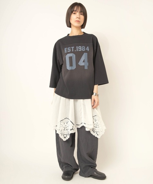 RNA-N(アールエヌエーエヌ)の「M2731 フットボールT(Tシャツ/カットソー・レディース・ベージュ/ブラック/キナリ・FREE)」の7枚目の写真