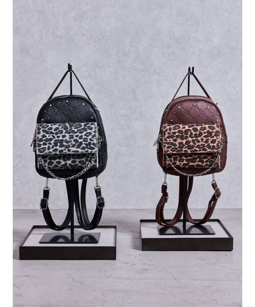 GYDA(ジェイダ)の「GYDA leopard bijou 5WAYミニリュック(バックパック/リュック・レディース・ブラウン/ブラック・FREE)」の3枚目の写真