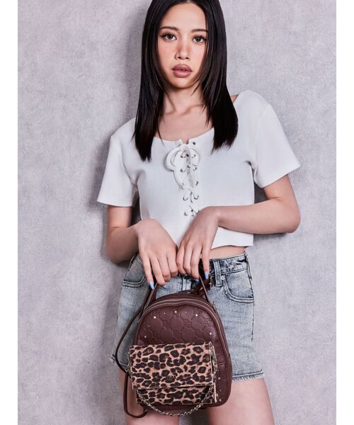 GYDA(ジェイダ)の「GYDA leopard bijou 5WAYミニリュック(バックパック/リュック・レディース・ブラウン/ブラック・FREE)」の6枚目の写真