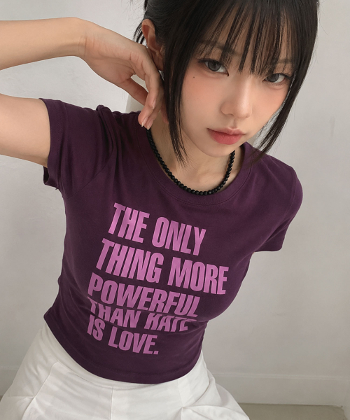 DAMISH(ダミシュ)の「シルケットコットンレタリングスリムTシャツ_パープル(Tシャツ/カットソー・レディース・パープル・OS)」の8枚目の写真