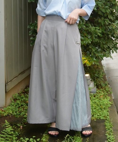 axes femme(アクシーズファム)の「接触冷感レース切替ワイドパンツ(その他パンツ・レディース・グレー/ブラック/レッド・FREE)」の3枚目の写真
