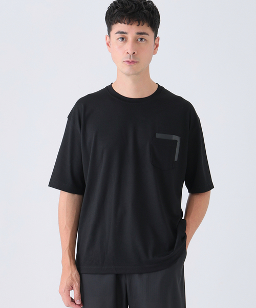 EDIFICE（エディフィス）の「レザー パッチ ウール Tシャツ（Tシャツ/カットソー・メンズ・ブラック/ベージュ/ブラウン・LARGE/MEDIUM）」の6枚目の写真