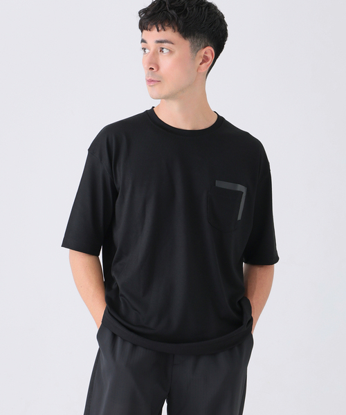 EDIFICE（エディフィス）の「レザー パッチ ウール Tシャツ（Tシャツ/カットソー・メンズ・ブラック/ベージュ/ブラウン・LARGE/MEDIUM）」の7枚目の写真