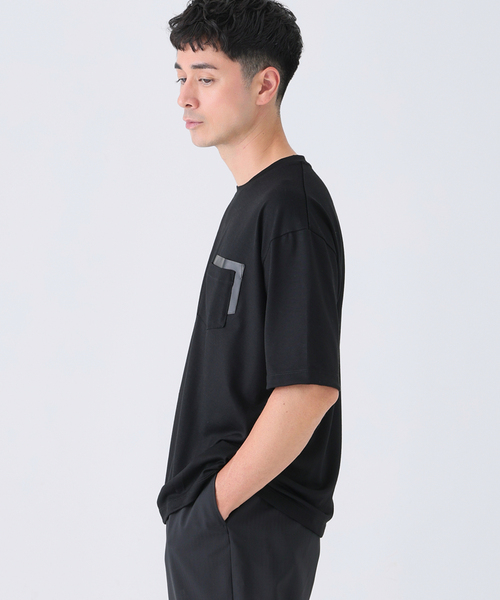 EDIFICE（エディフィス）の「レザー パッチ ウール Tシャツ（Tシャツ/カットソー・メンズ・ブラック/ベージュ/ブラウン・LARGE/MEDIUM）」の8枚目の写真