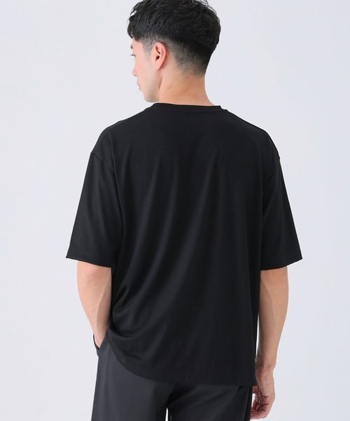 EDIFICE（エディフィス）の「レザー パッチ ウール Tシャツ（Tシャツ/カットソー・メンズ・ブラック/ベージュ/ブラウン・LARGE/MEDIUM）」の9枚目の写真