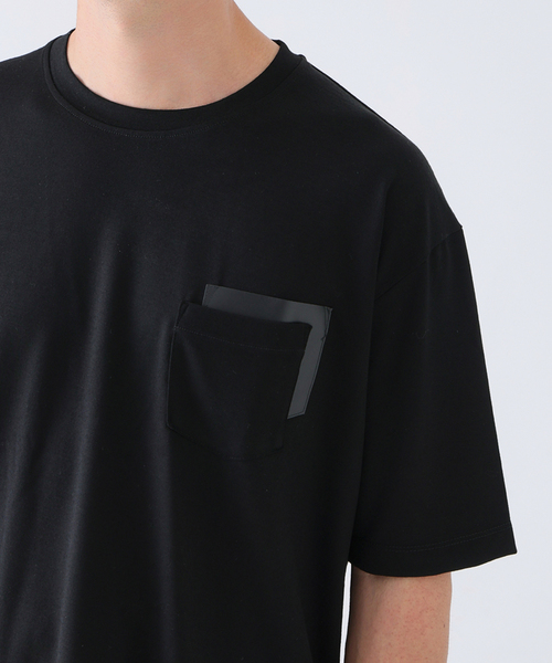 EDIFICE（エディフィス）の「レザー パッチ ウール Tシャツ（Tシャツ/カットソー・メンズ・ブラック/ベージュ/ブラウン・LARGE/MEDIUM）」の10枚目の写真