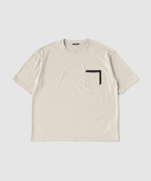 EDIFICE（エディフィス）の「レザー パッチ ウール Tシャツ（Tシャツ/カットソー・メンズ・ブラック/ベージュ/ブラウン・LARGE/MEDIUM）」の21枚目の写真