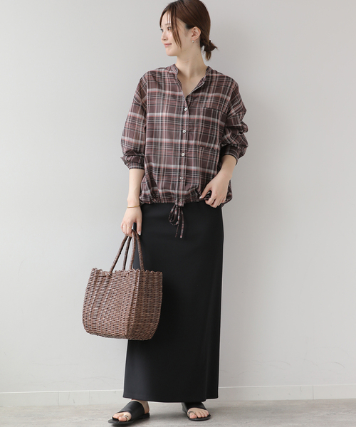 JOURNAL STANDARD relume(ジャーナルスタンダード レリューム)の「ドロストワイドシアーチェックシャツ(シャツ/ブラウス・レディース・ネイビー/ブラック/ブラウン・FREE)」の10枚目の写真