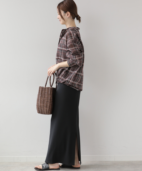 JOURNAL STANDARD relume(ジャーナルスタンダード レリューム)の「ドロストワイドシアーチェックシャツ(シャツ/ブラウス・レディース・ネイビー/ブラック/ブラウン・FREE)」の11枚目の写真