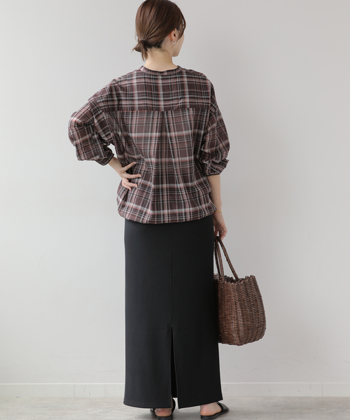 JOURNAL STANDARD relume(ジャーナルスタンダード レリューム)の「ドロストワイドシアーチェックシャツ(シャツ/ブラウス・レディース・ネイビー/ブラック/ブラウン・FREE)」の12枚目の写真