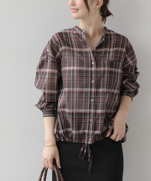 JOURNAL STANDARD relume(ジャーナルスタンダード レリューム)の「ドロストワイドシアーチェックシャツ(シャツ/ブラウス・レディース・ネイビー/ブラック/ブラウン・FREE)」の13枚目の写真
