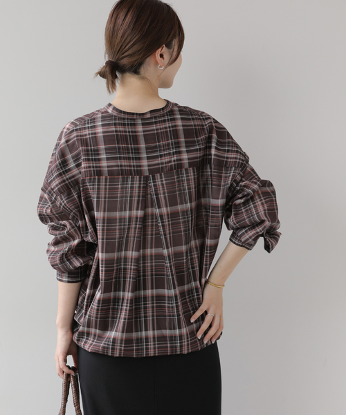 JOURNAL STANDARD relume(ジャーナルスタンダード レリューム)の「ドロストワイドシアーチェックシャツ(シャツ/ブラウス・レディース・ネイビー/ブラック/ブラウン・FREE)」の15枚目の写真