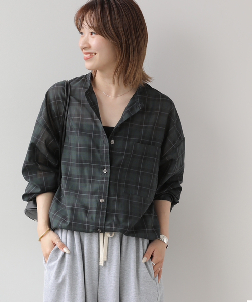 JOURNAL STANDARD relume(ジャーナルスタンダード レリューム)の「ドロストワイドシアーチェックシャツ(シャツ/ブラウス・レディース・ネイビー/ブラック/ブラウン・FREE)」の19枚目の写真