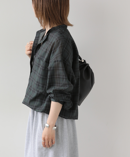 JOURNAL STANDARD relume(ジャーナルスタンダード レリューム)の「ドロストワイドシアーチェックシャツ(シャツ/ブラウス・レディース・ネイビー/ブラック/ブラウン・FREE)」の20枚目の写真