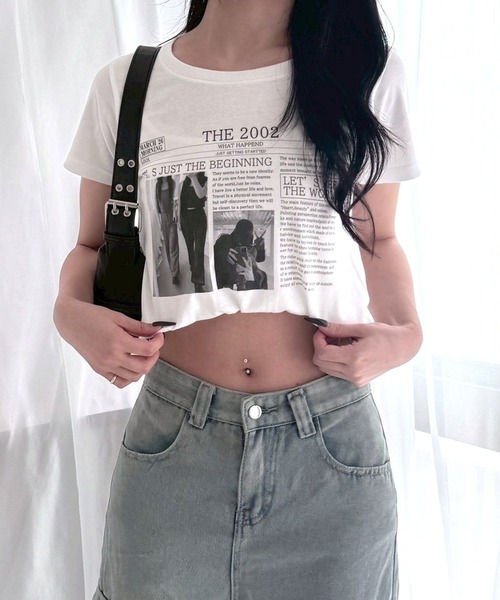fiere（フィエール）の「レタリングモノクロプリントショート丈半袖Tシャツ（Tシャツ/カットソー・レディース・ホワイト・WM）」の3枚目の写真
