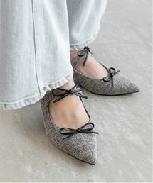 ダブルリボンミュールパンプス