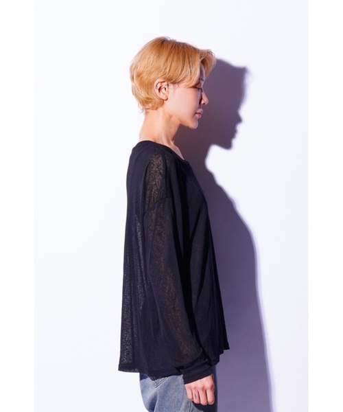 SALTMINT（ソルトミント）の「シアークルーネックトップス（Tシャツ/カットソー・レディース・イエロー/ホワイト/ライトピンク/ミント/ブラック/ライトブルー・FREE）」の2枚目の写真