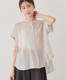 麻調シアースパンブラウス