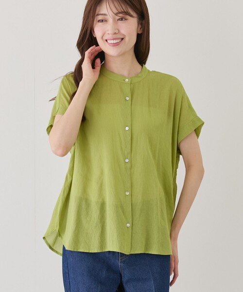 Jayro（ジャイロ）の「麻調シアースパンブラウス（シャツ/ブラウス・レディース・ブラック/ミント/ダークブラウン/ブルー系その他4/ベージュ・FREE）」の5枚目の写真
