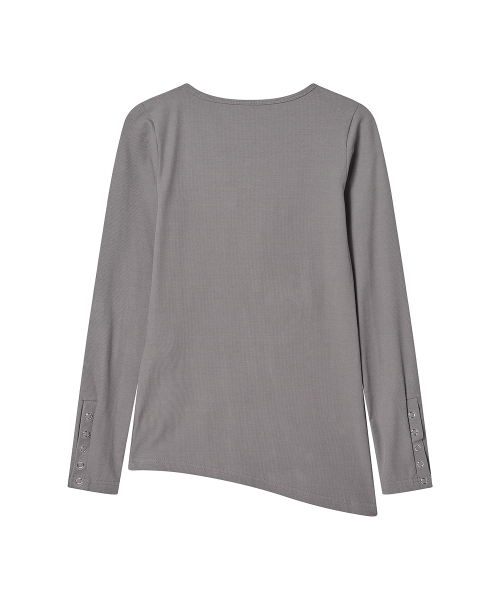 ROGIN N ROSIE(ロギンエンロージー)の「Side Button Detailed Slim-Fit Long Sleeve Light gray(Tシャツ/カットソー・レディース・その他・FREE)」の5枚目の写真