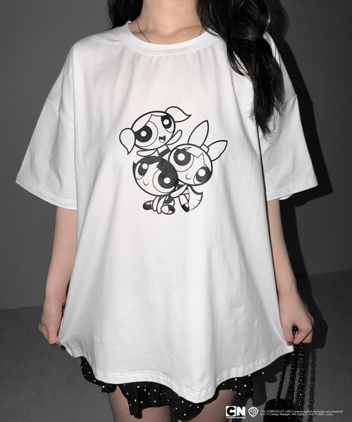 me+em select(ミームセレクト)の「【THE POWERPUFF GIRLS】パワーパフガールズビッグプリントオーバーサイズTシャツ / big print oversize Tee【 セットアップ着用可能 】(Tシャツ/カットソー・レディース・ブラック/ホワイト・FREE)」の11枚目の写真
