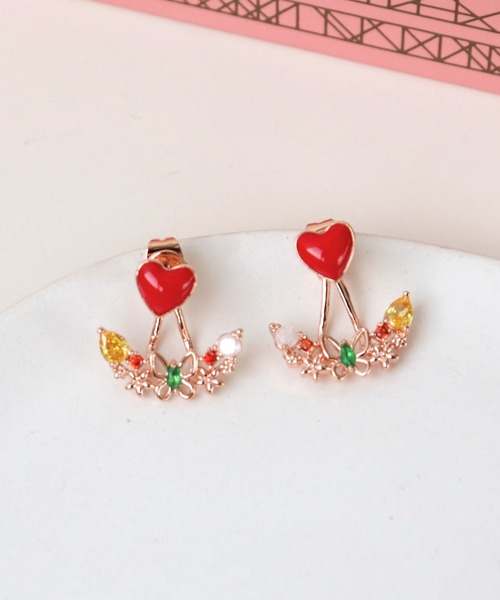 Three Four Time(スリーフォータイム)の「ハート×ビジュバックキャッチピアス(ピアス(両耳用)・レディース・ピンクゴールド・FREE)」の2枚目の写真