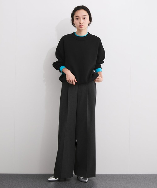 le cercle ADAM ET ROPE'（ルセルクルアダムエロペ）の「レイヤード風スウェットライクニットプルオーバー（ニット/セーター・レディース・グレー系その他/ブラック系その他/ブラウン系その他・FREE）」の4枚目の写真