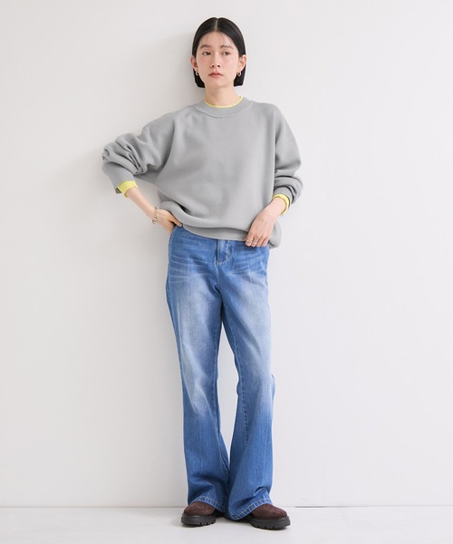 le cercle ADAM ET ROPE'（ルセルクルアダムエロペ）の「レイヤード風スウェットライクニットプルオーバー（ニット/セーター・レディース・グレー系その他/ブラック系その他/ブラウン系その他・FREE）」の6枚目の写真