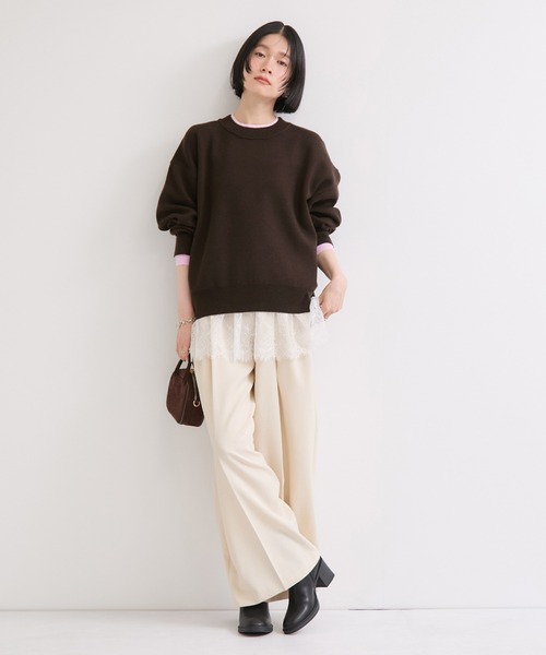 le cercle ADAM ET ROPE'（ルセルクルアダムエロペ）の「レイヤード風スウェットライクニットプルオーバー（ニット/セーター・レディース・グレー系その他/ブラック系その他/ブラウン系その他・FREE）」の7枚目の写真