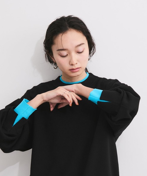 le cercle ADAM ET ROPE'（ルセルクルアダムエロペ）の「レイヤード風スウェットライクニットプルオーバー（ニット/セーター・レディース・グレー系その他/ブラック系その他/ブラウン系その他・FREE）」の10枚目の写真