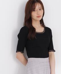 PROPORTION BODY DRESSING | 半袖部分シアーリブニット / 1216270809(ニット/セーター)