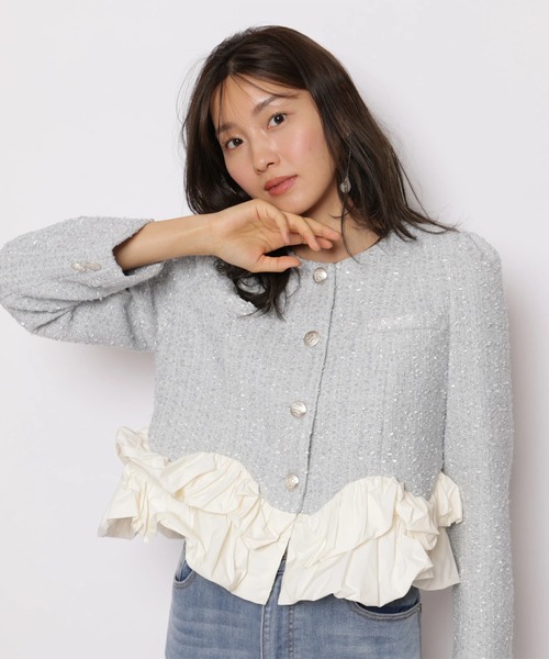 JUSGLITTY(ジャスグリッティー)の「バルーンペプラムジャケット(その他アウター・レディース・ブルー系その他3・1/2)」の2枚目の写真