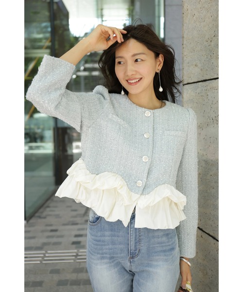 JUSGLITTY(ジャスグリッティー)の「バルーンペプラムジャケット(その他アウター・レディース・ブルー系その他3・1/2)」の8枚目の写真
