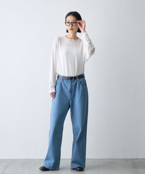 CIAOPANIC TYPY（チャオパニックティピー）の「∴サイドスリットシアーワッフルTee（Tシャツ/カットソー・レディース・ホワイト/ブラック/ブラウン/グレー/グリーン・ONE SIZE）」の10枚目の写真