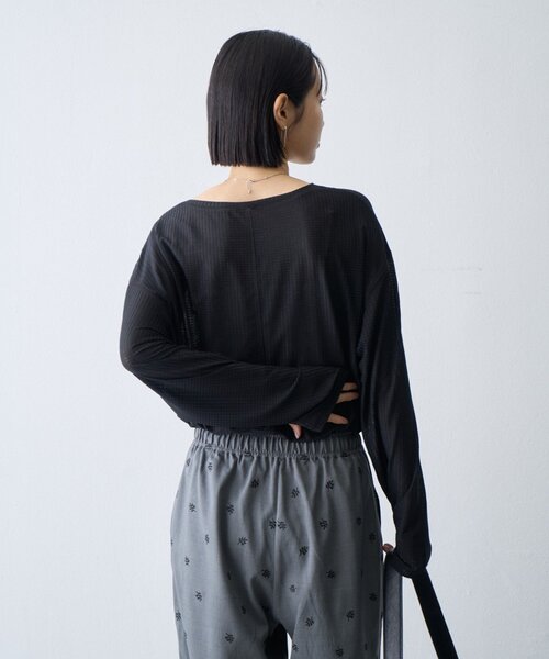 CIAOPANIC TYPY（チャオパニックティピー）の「∴サイドスリットシアーワッフルTee（Tシャツ/カットソー・レディース・ホワイト/ブラック/ブラウン/グレー/グリーン・ONE SIZE）」の15枚目の写真