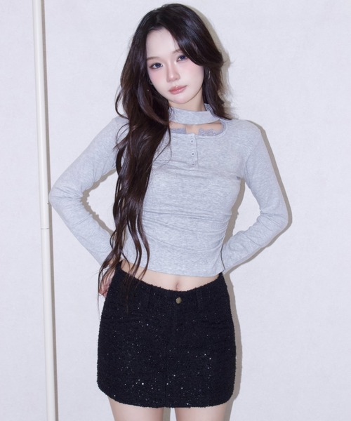 REINE NOIRE(レーヌノワール)の「femme chic tops. / ファム シック トップス(Tシャツ/カットソー・レディース・グレー・FREE)」の8枚目の写真