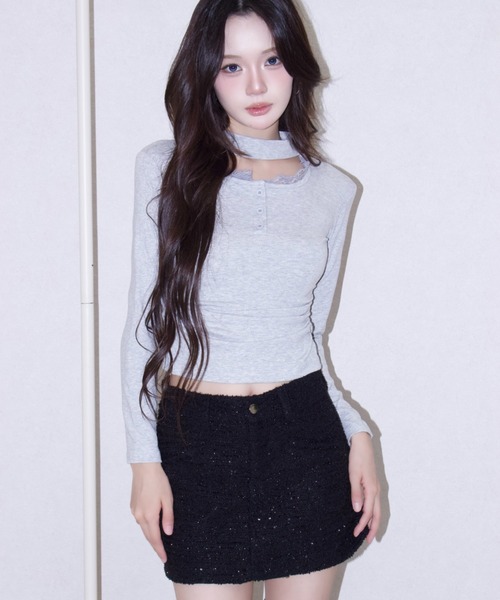 REINE NOIRE(レーヌノワール)の「femme chic tops. / ファム シック トップス(Tシャツ/カットソー・レディース・グレー・FREE)」の9枚目の写真