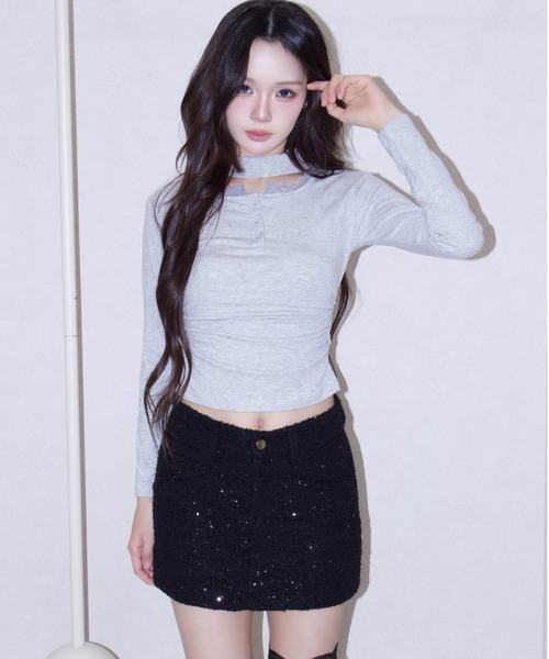 REINE NOIRE(レーヌノワール)の「femme chic tops. / ファム シック トップス(Tシャツ/カットソー・レディース・グレー・FREE)」の10枚目の写真