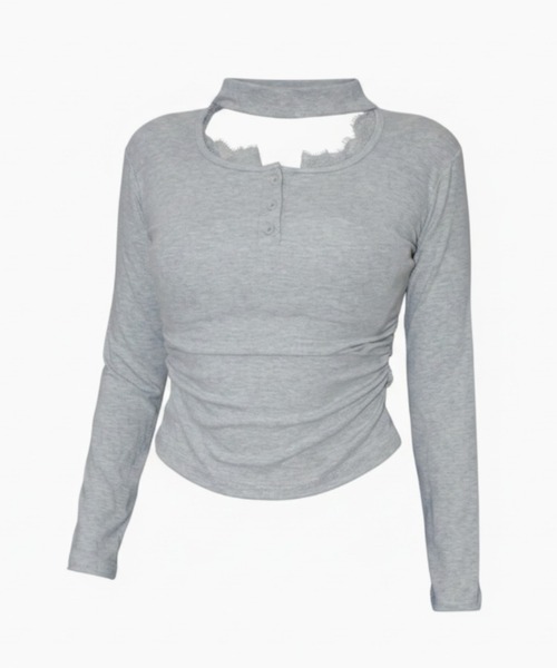 REINE NOIRE(レーヌノワール)の「femme chic tops. / ファム シック トップス(Tシャツ/カットソー・レディース・グレー・FREE)」の5枚目の写真