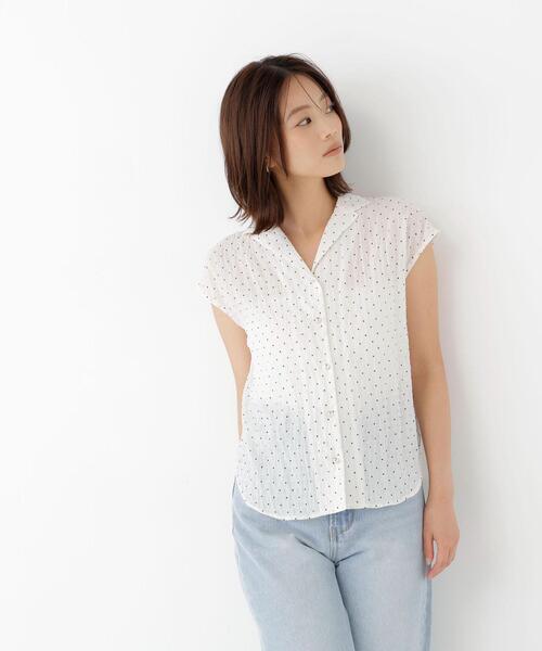 NATURAL BEAUTY BASIC(ナチュラルビューティーベーシック)の「ドット開襟ブラウス(シャツ/ブラウス・レディース・ブラック系その他/ホワイト系その他・FREE)」の14枚目の写真