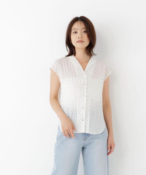 NATURAL BEAUTY BASIC(ナチュラルビューティーベーシック)の「ドット開襟ブラウス(シャツ/ブラウス・レディース・ブラック系その他/ホワイト系その他・FREE)」の18枚目の写真