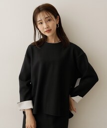 【セットアップ可/スウェットライク】袖口シャツドッキングプルオーバー