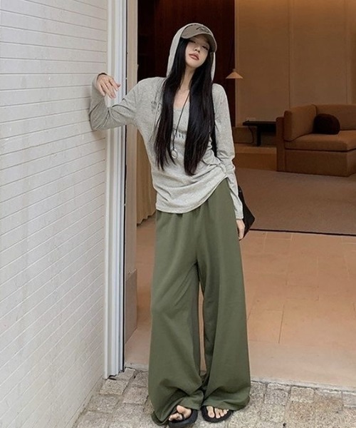 Sibra（シブラ）の「ヴィンテージロゴプリント フード付き長袖トップス（Tシャツ/カットソー・レディース・グレー・M）」の22枚目の写真