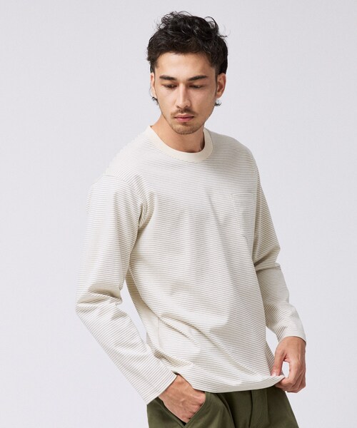TAKEO KIKUCHI（タケオキクチ）の「シルケット ボーダー 長袖 Tシャツ（Tシャツ/カットソー・メンズ・ホワイト系4/ブラック系1・02/03/04）」の5枚目の写真