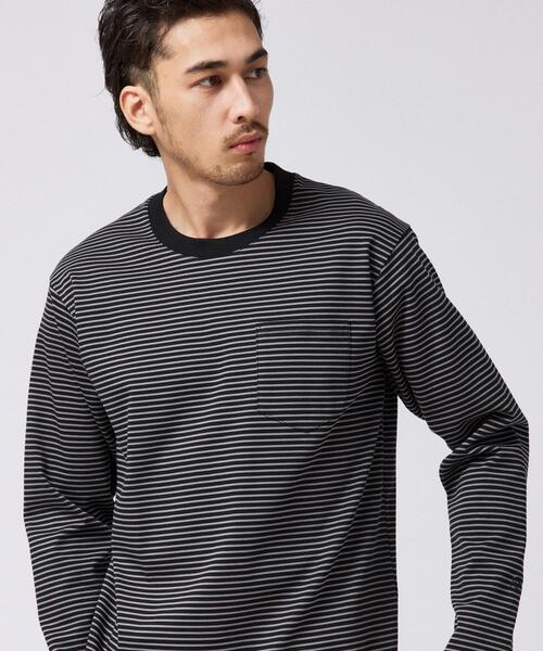 TAKEO KIKUCHI（タケオキクチ）の「シルケット ボーダー 長袖 Tシャツ（Tシャツ/カットソー・メンズ・ホワイト系4/ブラック系1・02/03/04）」の9枚目の写真