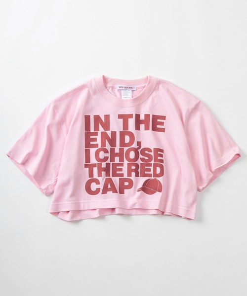 Red Cap Girl（レッドキャプガール）の「【70】【RED CAP GIRL/レッドキャップガール】韓国ストリート風 スタイルアップ ショート丈 半袖Tシャツ/クルーネック/ワイド/レディース（Tシャツ/カットソー・レディース・ホワイト/チャコールグレー/ピンク/ブラック・M/L）」の4枚目の写真