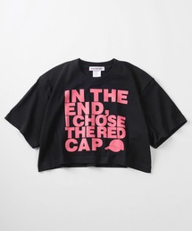 【70】【RED CAP GIRL/レッドキャップガール】韓国ストリート風 スタイルアップ ショート丈 半袖Tシャツ/クルーネック/ワイド/レディース