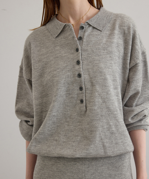 U by SPICK&SPAN(ユーバイスピックアンドスパン)の「襟つきニットロングオールインワン(つなぎ/オールインワン・レディース・チャコールグレー/ホワイト・38/36)」の9枚目の写真